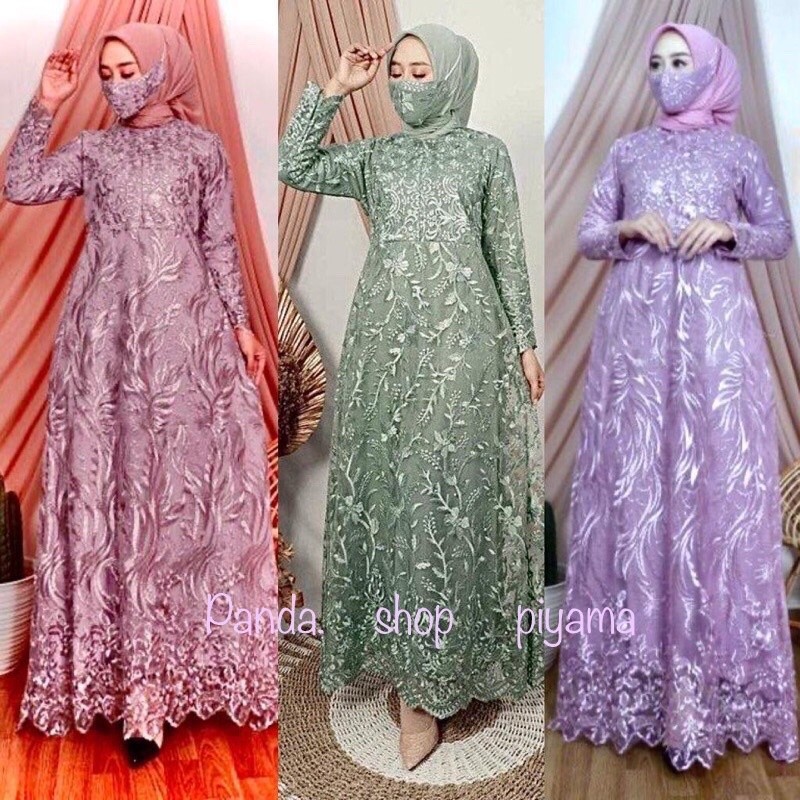 NAMIRA BUSUI GAMIS/FULL PEARL BRUKAT TILE/SIZE SM/L/XL/XXL/3L/INVESTMENT DRESS/BRUKAT GAMIS/PEARL BRUKAT TILE/S/GUARTE/GURIT เกย์