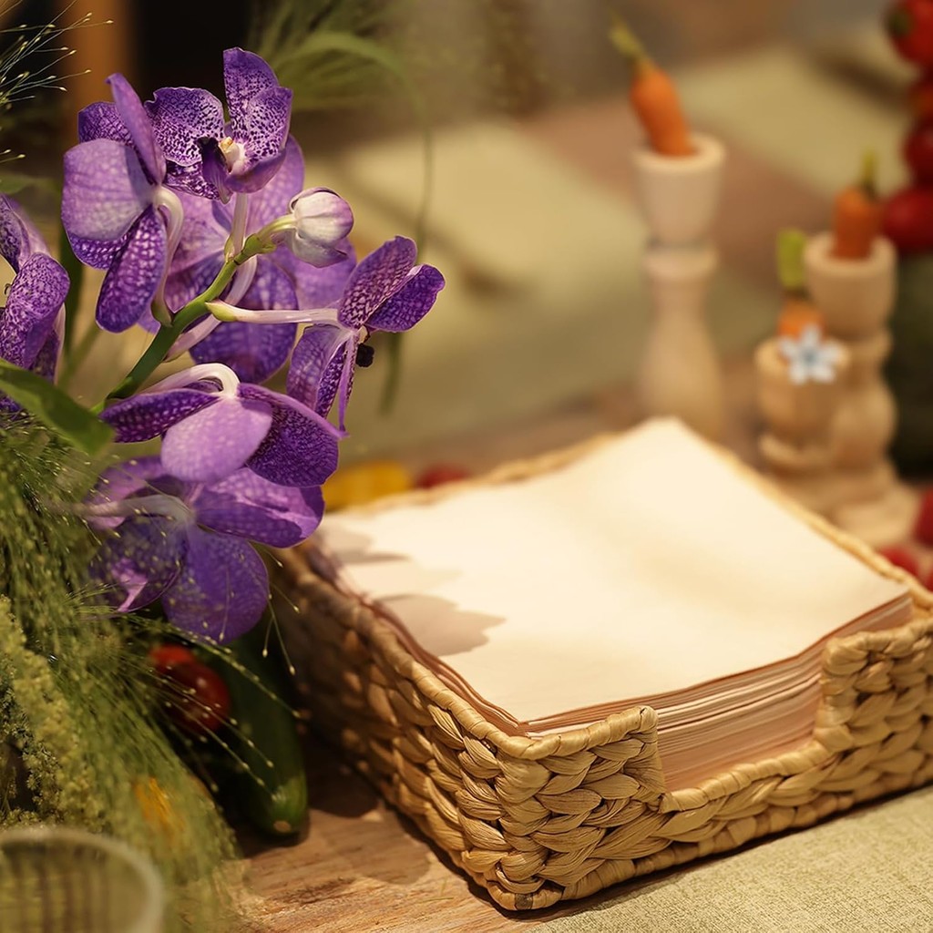 StorageWorks Water Hyacinth Napkin Holder, Wicker Baskets and Serving Tray for Kitchen, Rattan Napkin Holders for Tables ราคา ถูกที่สุด ดีลบีเคเค แกลเลอรีภาพที่ 7