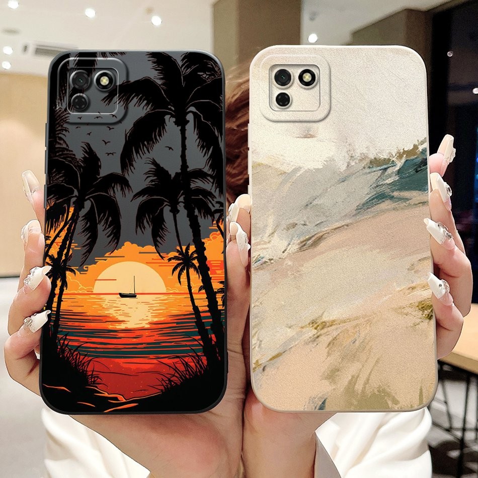 สําหรับ Huawei Y5P DRA-LX9 เคสโทรศัพท์ Y5P 2020 ใหม่แฟชั่น Sunset รูปแบบซิลิโคนอ่อนนุ่มเลนส์ป้องกันก