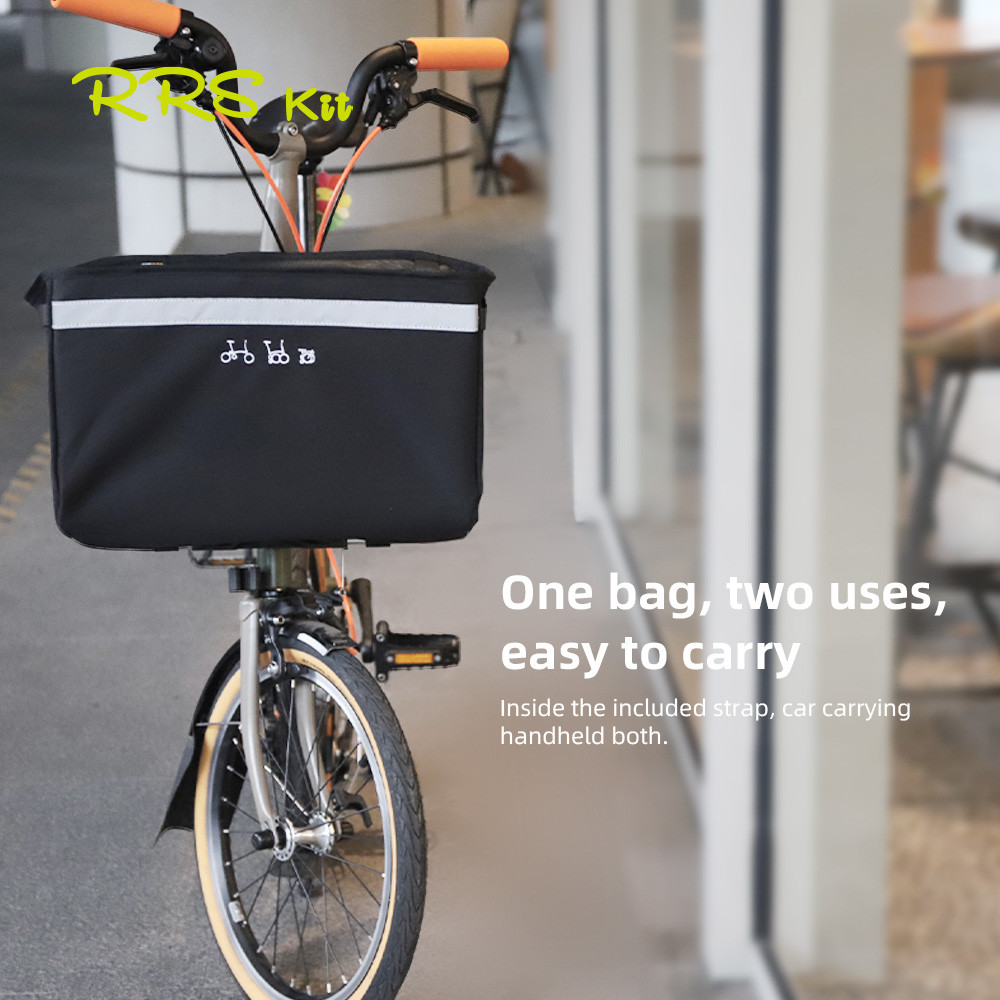 Rrskit จักรยานด้านหน้ากระเป๋าเก็บของพร้อมขายึดตะกร้าผักกระเป๋าขายึดภายในสําหรับจักรยานพับ Brompton - รูปที่ 3