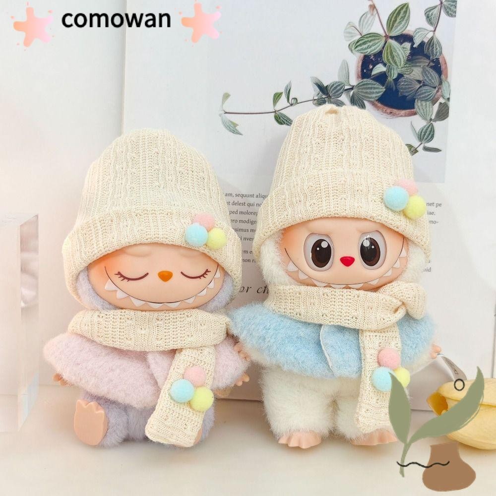 Kowan Labubu ตุ๊กตาเสื้อผ้า,การ์ตูน POP MART Labubu เสื้อคลุม,ผ้าฝ้าย Handmade Bowknot ตุ๊กตาผ้าคลุมไหล่สําหรับ 15/17 ซม.ตุ๊กตา