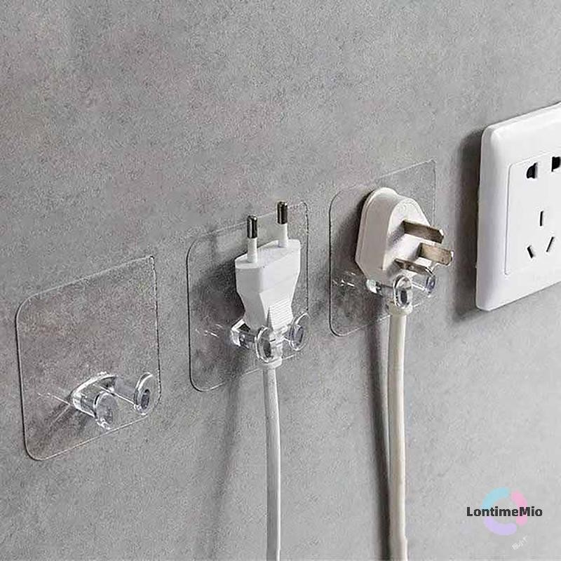 F&Z 10 ชิ้น Wall Storage Hook Punch-ฟรีปลั๊กไฟผู้ถือซ็อกเก็ตห้องครัว Stealth Hook Wall กาวแขวนห้องน้