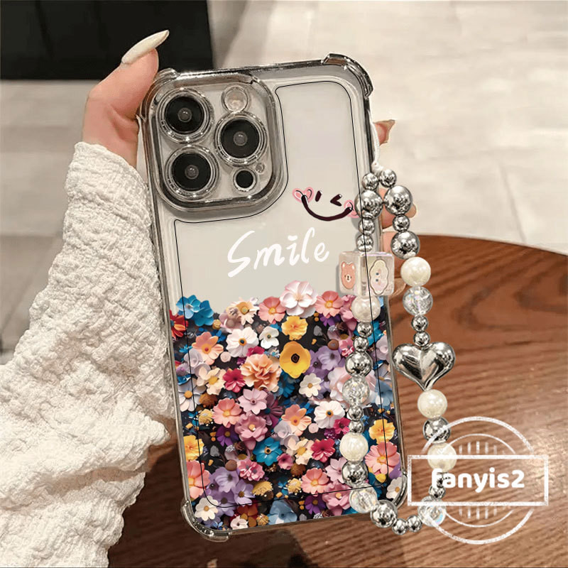 สําหรับ OPPO A60 A3X A18 A38 A15 A16 A57 A77s A5s A3s A58 A54 A95 A7 A9 A5 A78 A79 A98 Reno 8T สีสันดอกไม้ป้องกันการล่มสลายชุบโปร่งใสสี่มุมเคสโทรศัพท์โปร่งใส