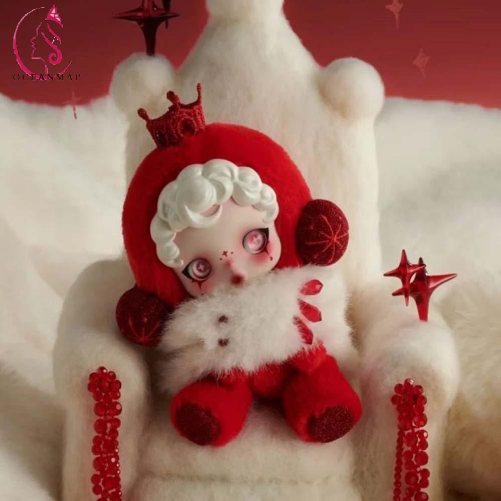 Oceanmap ตุ๊กตา Skullpanda, การ์ตูน Pop Mart พวงกุญแจสะสมตุ๊กตา Skullpanda, สีขาวสีแดง Skullpanda Kawaii Anti-lost Skullpanda จี้ตุ๊กตา