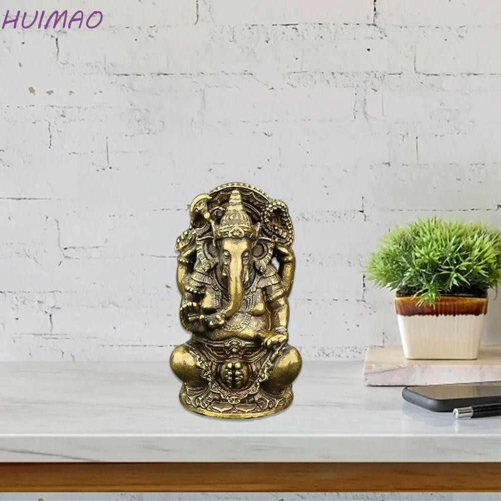 Huimao รูปปั้นพระพิฆเนศ,ทองเหลืองมินิช้างพระเจ้ารูปประติมากรรม,อินเดียประเทศไทยสไตล์วินเทจสร้างสรรค์ขนาดเล็กช้างฮินดูพระเจ้ารูปแกะสลักรถ