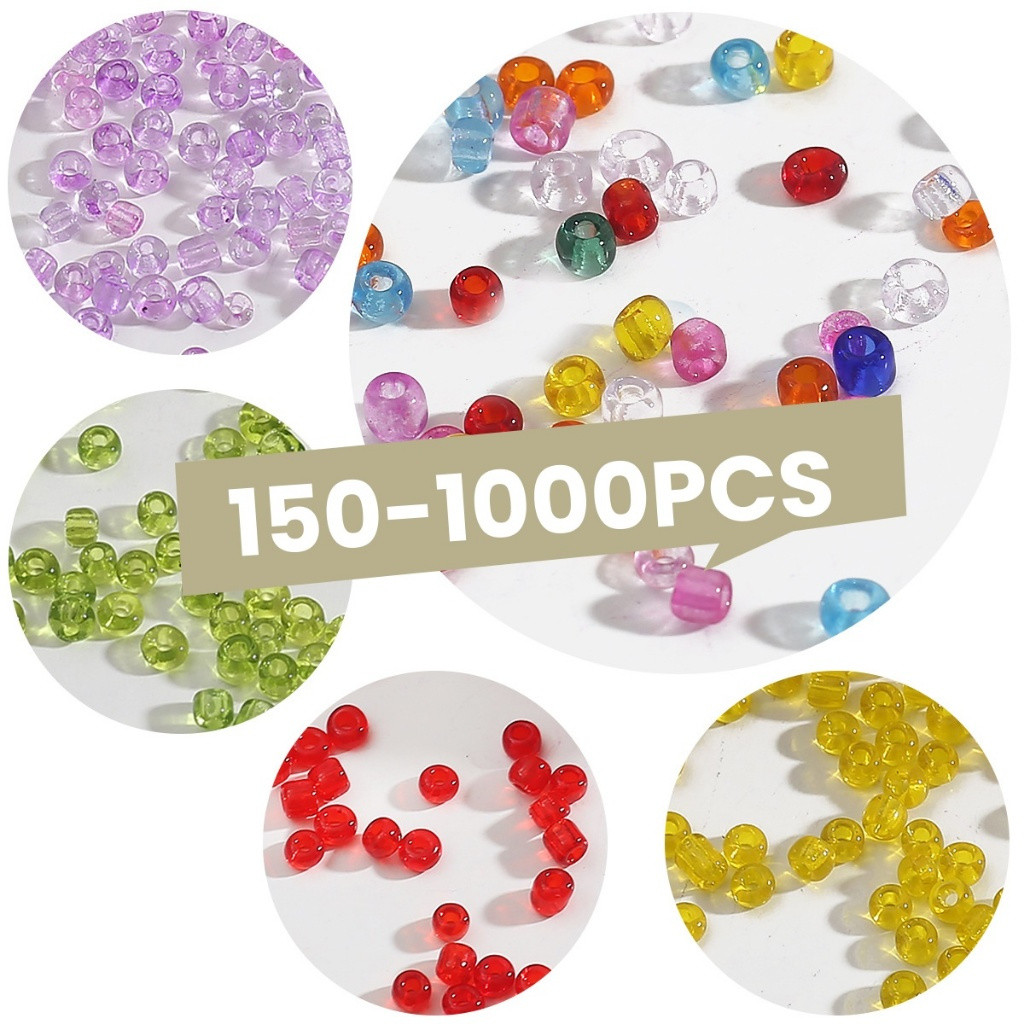 ลูกปัดแก้วใสลูกปัดแฮนด์เมดลูกปัดปักครอสติช DIY อุปกรณ์ถัก2mm/3mm/4mm