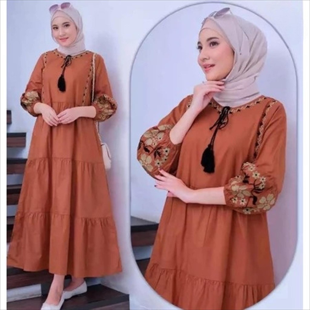 LS 1.609 - Mala Maxy ชุด Gamis Crinkle Airflow พรีเมี่ยมเสื้อผ้ามุสลิม Muslimah แฟชั่นวัยรุ่นผู้ใหญ่