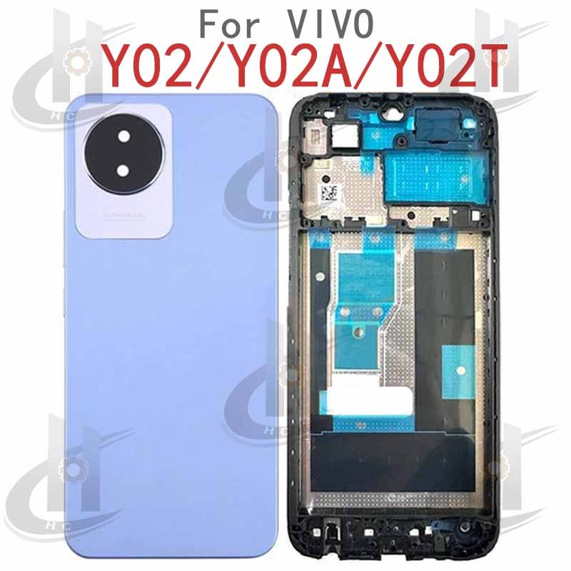สําหรับ VIVO Y02 / Y02A / Y02T / V2254 / V2252 / V2234 ฝาหลังแบตเตอรี่ที่อยู่อาศัยกรอบกลาง + ปุ่ม + กรอบด้านหน้า LCD + เลนส์กล้อง - รูปที่ 3