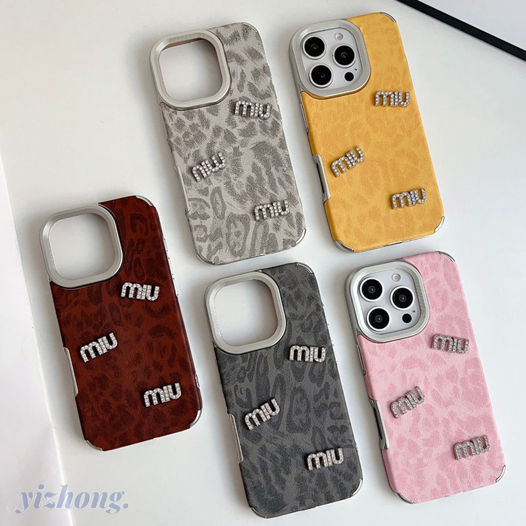 ปลอกสําหรับ iPhone 16 Pro Max 15 Plus 14 13 12 11 ผู้หญิงแฟชั่นเสือดาวพิมพ์ Rhinestone ตกแต่ง Soft TPU กันกระแทกเคสโทรศัพท์ Anti-scratch Fall-proof Dirt ทนฝาครอบป้องกัน