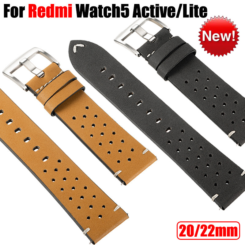 สายหนังระบายอากาศสําหรับ Redmi Watch 5 Active Lite ซิลิโคนธุรกิจ 22 มม.20 มม.Xiaomi Redmi Watch3 Active อุปกรณ์เสริม