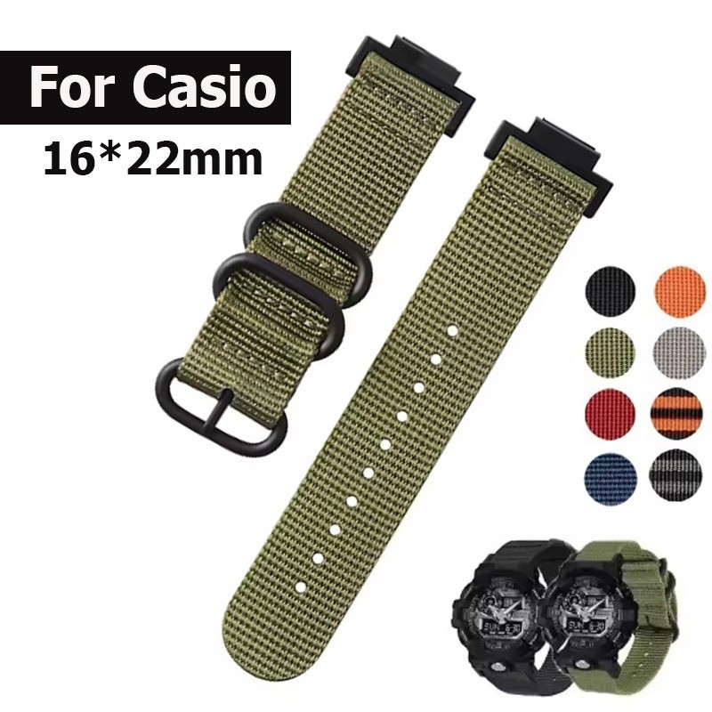 16*22 มม.สายนาฬิกาไนลอนสําหรับ Casio GA2100 DW-56005610/6900/90052 GW-M5610 เปลี่ยนสายนาฬิกาผ้าใบนุ่มสร้อยข้อมือกีฬา Me สายรัดข้อมือผู้หญิง