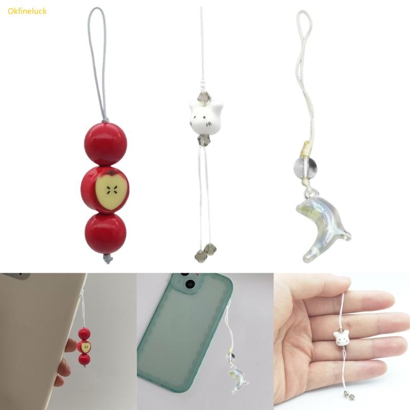 ตกลง ที่ละเอียดอ่อนลูกปัดกระเป๋าถืออุปกรณ์เสริมผลไม้แมวปลาโลมาจี้พวงกุญแจกระเป๋าเครื่องประดับ