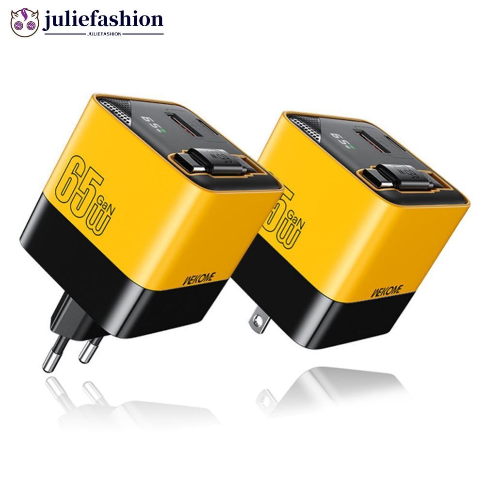 JULIEFASHION 65W USB-C หัวชาร์จ Fast Charger ในตัว 80 ซม.สาย TypeC เหมาะสําหรับ Phone16 15 Promax E1