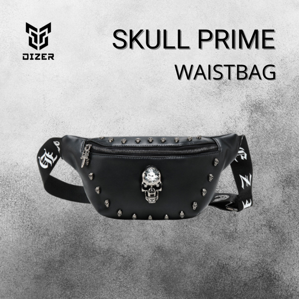 RIZER - กระเป๋าคาดเอว SKULL PRIME_ กระเป๋าคาดเอวหนัง_ สีดํา
