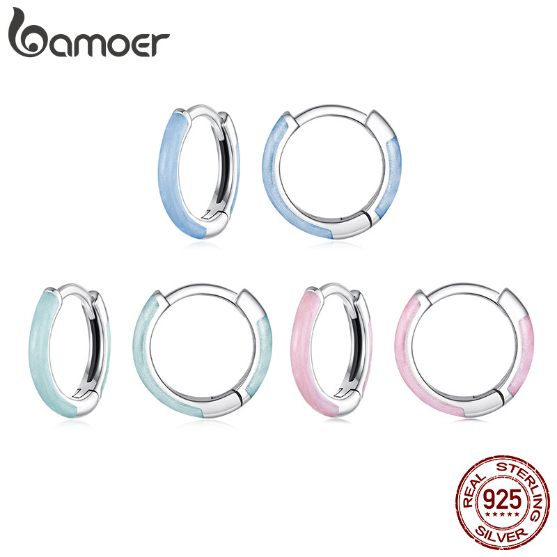 bamoer ต่างหูเงินแท้ 925 สีสันสดใส เครื่องประดับสำหรับคนเป็นภูมิแพ้ ของขวัญสำหรับผู้หญิง