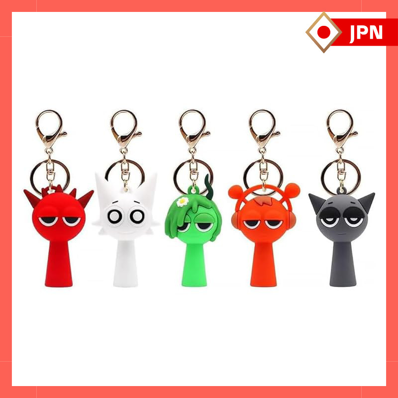 Splunky Keychain 5-Piece Set 3D Keychain Horror Music Game Merchandise Cosplay Accessories Portable 