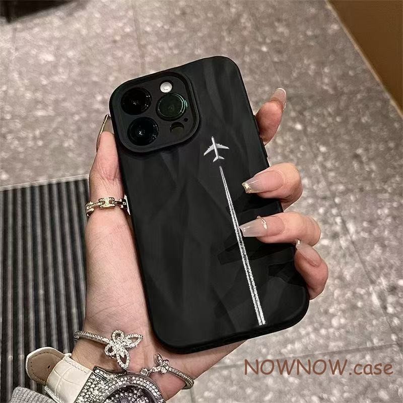 สําหรับ IPhone 16 15 14 plus 13 12 11 Pro Max X XR Max 7 8 Plus น่ารักและเย็นเครื่องบินคู่รูปแบบจีบเคสโทรศัพท์ปกอ่อน