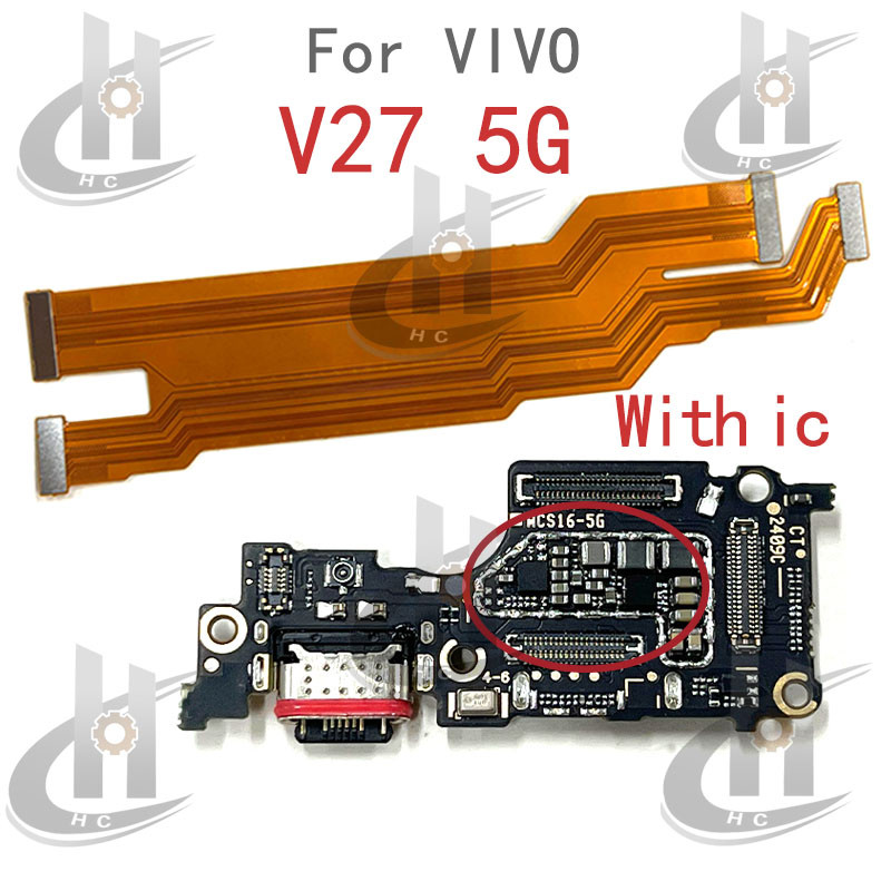 ใหม่สําหรับ VIVO V27 5G V2230 V2231 V2246 Charger USB Connector Dock ชาร์จพอร์ตแจ็คบอร์ด Flex หลักเมนบอร์ดการเชื่อมต่อ Flex เปลี่ยนชิ้นส่วน
