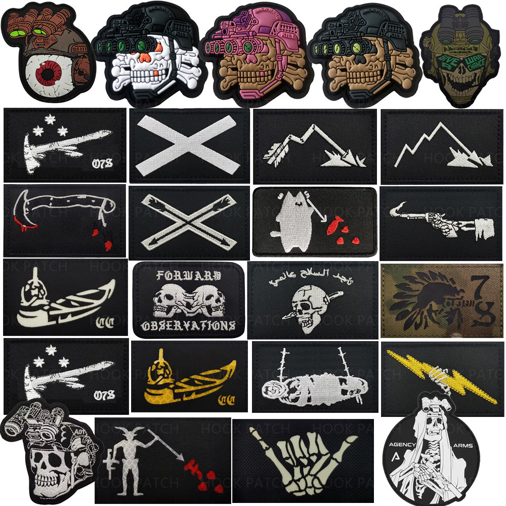 ป้ายสีดำเครา Blackbeard แพทช์ FOG Canoe แบบ Tacticas X Chevron F Skeleton Finger Edward