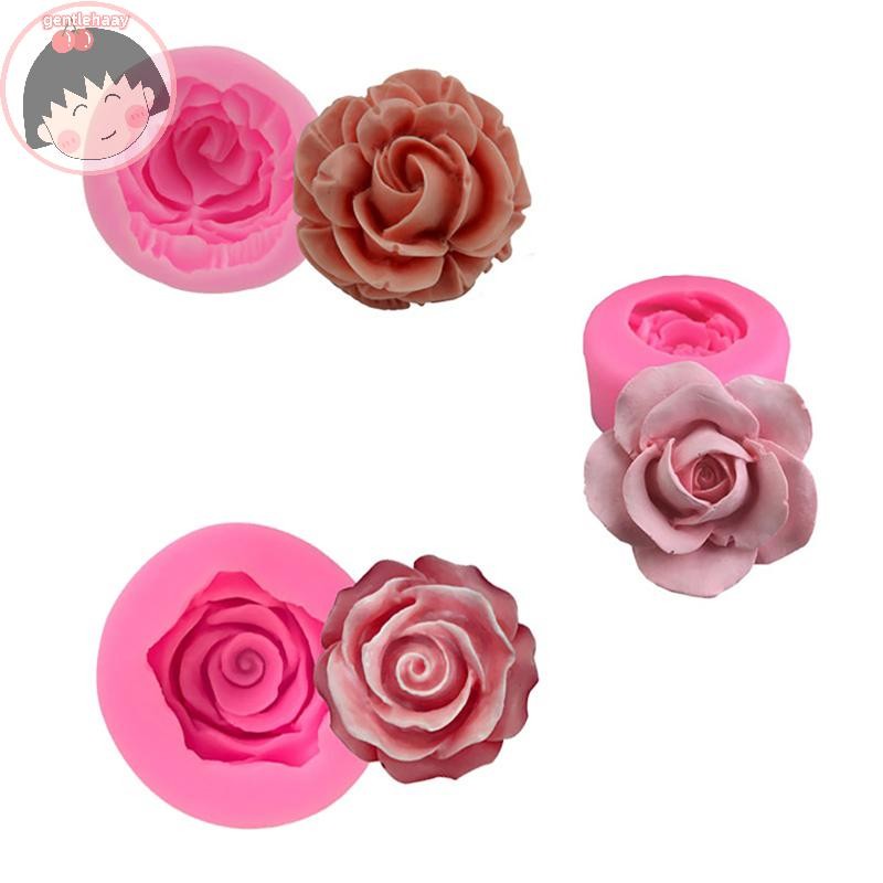 Gent 3D ดอกไม้ Rose รูปร่างซิลิโคน Fondant สบู่เค้กแม่พิมพ์ Cupcake เบเกอรี่เครื่องมือ EN