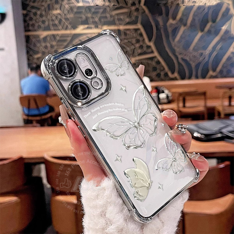เคส OPPO Reno 14 14F 15 15F 5G เคส OPPO Reno 14 15 Pro Max 5G Case เคสน่ารักสีม่วงผีเสื้อดอกไม้ใสเยลลี่นุ่มกันกระแทกพร้อมเลนส์ป้องกันกล้องถุงลมนิรภัยหนาหรูหรากรณีสําหรับเด็กผู้หญิงผู้หญิง ราคา ถูกที่สุด ดีลบีเคเค แกลเลอรีภาพที่ 4