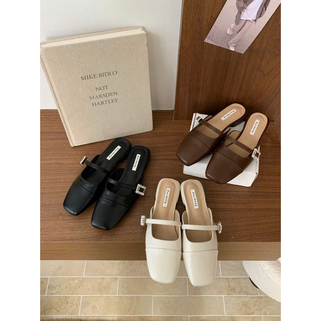 รองเท้าแตะหัวเหลี่ยมสตรีสายไขว้ QCCC fullbox SU138 ANN_Offical