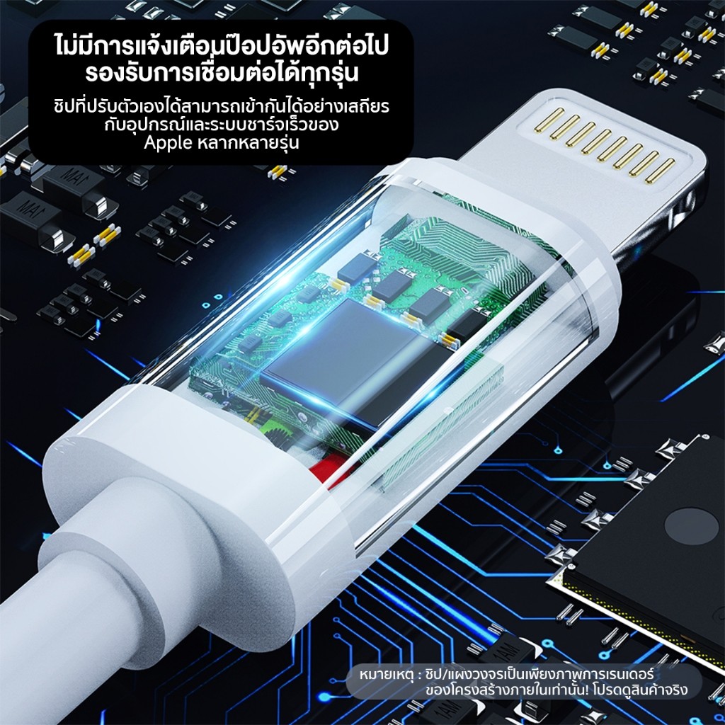 rock space Z19 สายชาร์จ PD 20W USB-C to L Fast Charging Cable 480Mbps 1M วัสดุซิลิกาเจล สัมผัสนุ่ม ไม่พันกัน สายชาร์จไอโ - รูปที่ 2