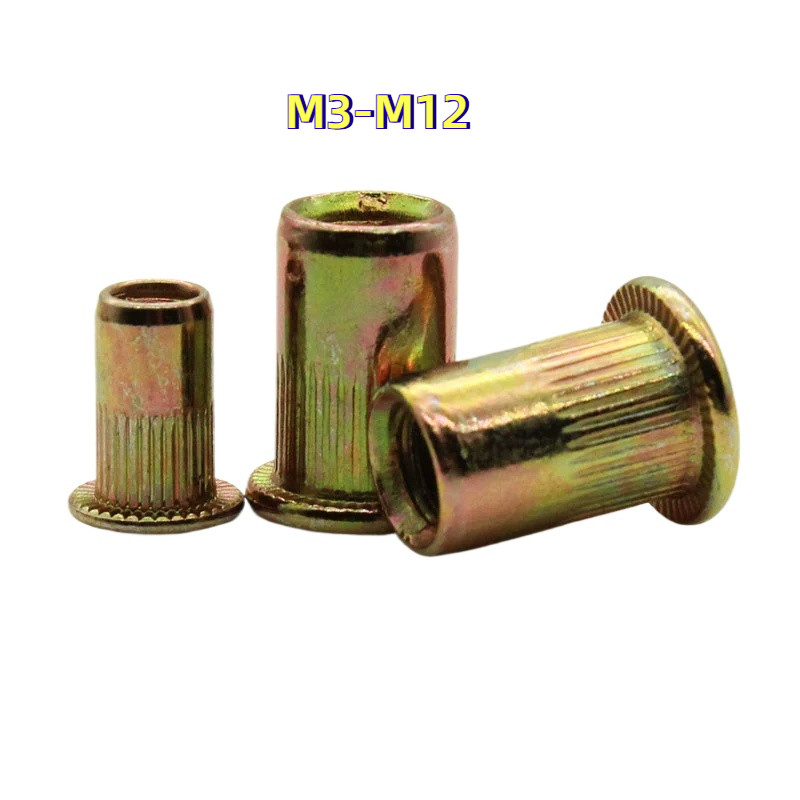 [ZY02-XS-X] Rivet Nut Yellow Zinc ยกกล่อง รีเวทนัท ชุบซิงค์รุ้ง หัวน็อตรีเวท M3 M4 M5 M6 M8 M10 M12