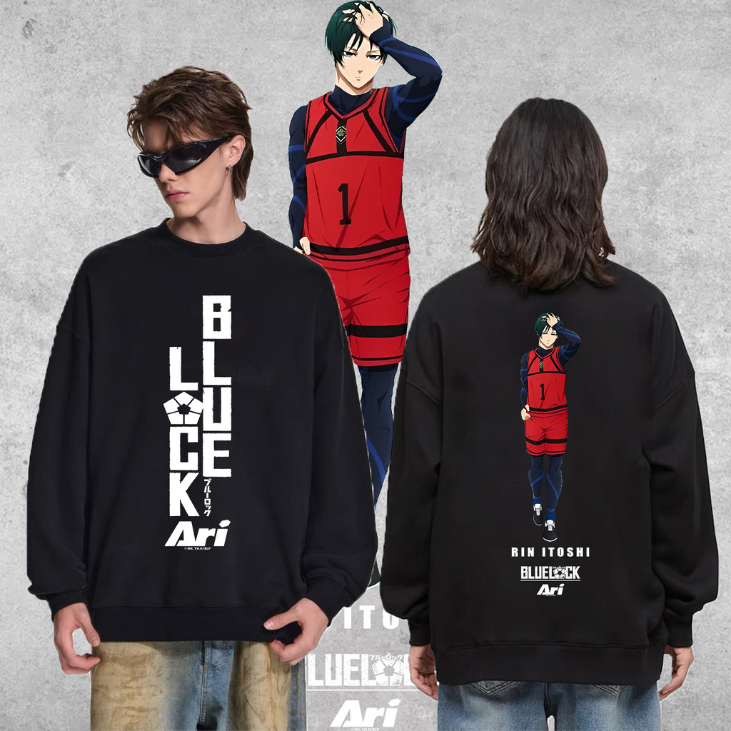 【ใหม่】Sweatshirts ARI X BLUE LOCK RIN เสื้อคอกลมคอกลมสวมใส่สบาย และระบายอากาศได้ดีผ้าฝ้าย Men Sweats