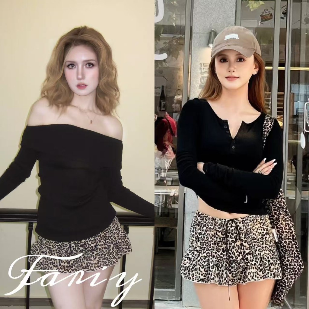 Fariy คลังสินค้าพร้อม กระโปรงพิมพ์ลายเสือดาวย้อนยุคอเมริกัน เหมาะสำหรับสาวฮอต กระโปรงมินิเอวต่ำ กระโปรงเอวต่ำเซ็กซี่