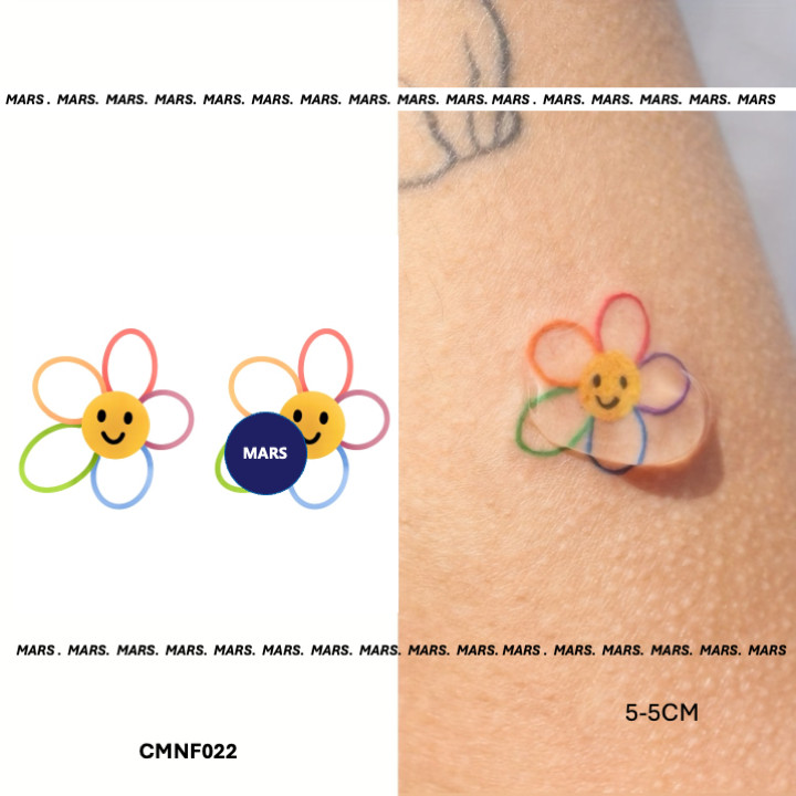 Mars Tattoocommon Tattoo, รอยสักสี, ติดทนนาน, สติ๊กเกอร์รอยสักชั่วคราว, รอยสักปลอม, ใบหน้ายิ้ม, ดอกไม้,CMNF022
