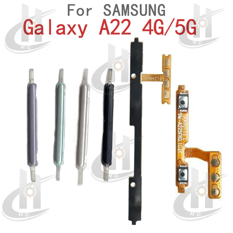 สําหรับ Samsung Galaxy A22 4G 5G ปุ่มด้านข้าง Flex Cable Keys ปุ่มปิดระดับเสียงปุ่มขึ้นและลงด้านข้างอะไหล่ทดแทน