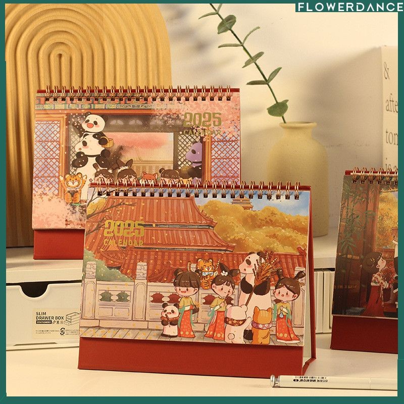 2025 Retro Desk Calendar Chinese Style Coil Agenda Planner Cute China-chic Calendar Stationery Schoo