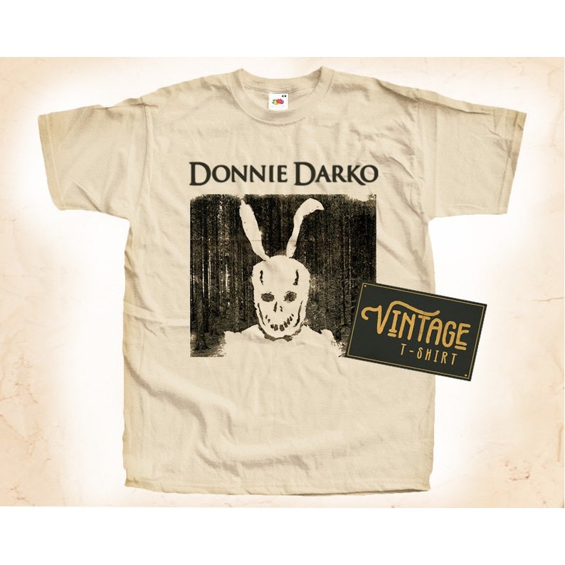 Donnie Darko T shirt Tee Natural Vintage Cotton Movie Poster All Sizes S M L XL 2X 3X 4X 5X สีขาว คอ