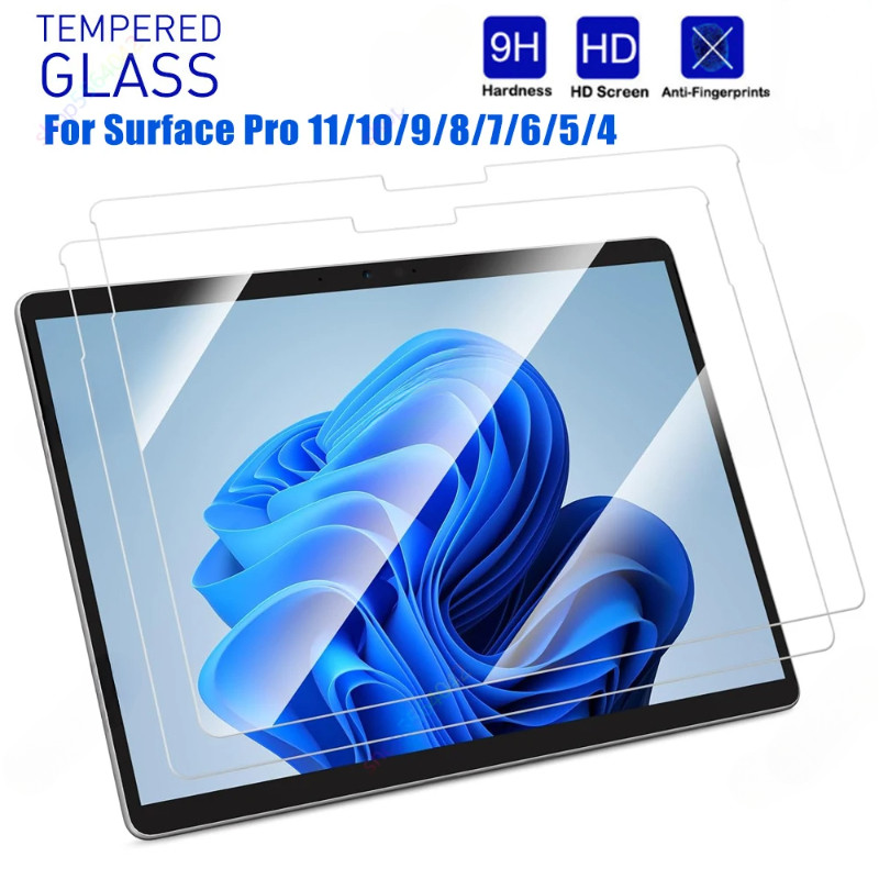 Surfacepro 500D HD ฟิล์มกระจกนิรภัยใสสําหรับ Surface Pro 7 Plus 11 10 9 8 6 5 4 3 GO4 GO3 GO2 GO X 10 10.5 12 12.3 13 นิ้วป้องกันแสงสีฟ้าป้องกันรอยขีดข่วนแท็บเล็ตป้องกันหน้าจอ