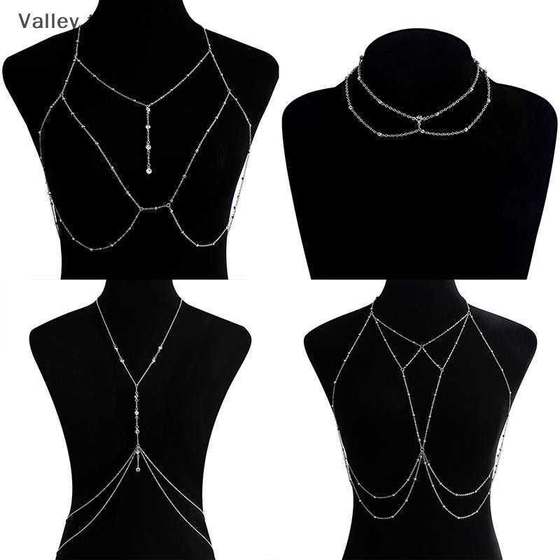 [Valley] Cross Chest Breast Belly Body Chain Necklace for Women Girls Bra Wedding Sexy Body Jewelry 