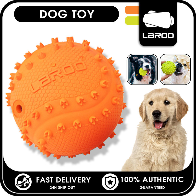 LaRoo Interactive ของเล่นสุนัข Squeaky ยางสัตว์เลี้ยง Molar Chew Ball ทนทานเสียงสําหรับโยนการฝึกอบรมดึงของเล่นสําหรับสุนัขขนาดกลางขนาดเล็ก