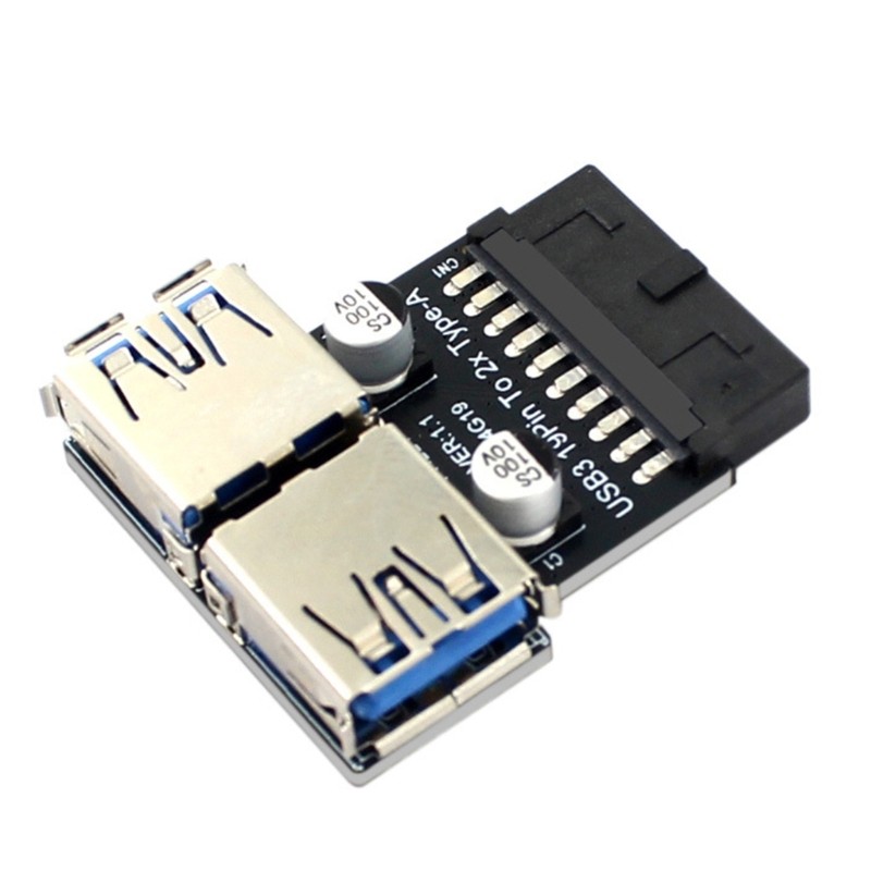 DK 19Pin to Double USB Adapter Conector ขั้วต่อ USB เมนบอร์ด 19 20pin to USB3 0