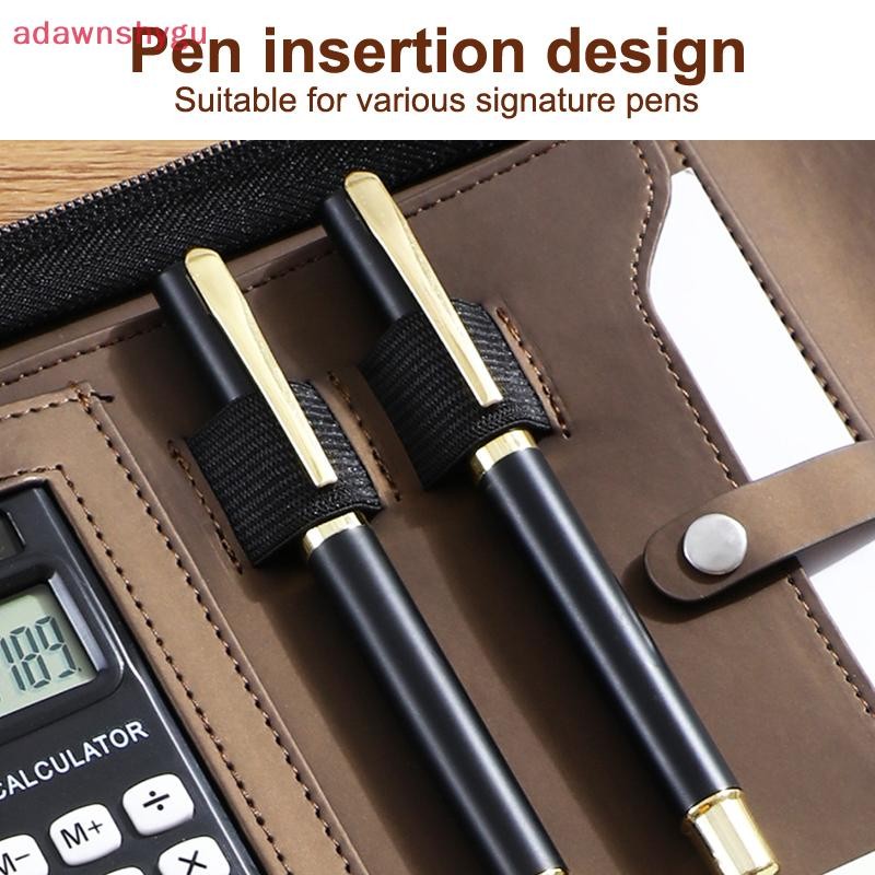 Adagu A4/A5 หนัง Portfolio สําหรับเอกสารกระเป๋าซิปพร้อมเครื่องคิดเลขปากกา Man เขียนกระเป๋าเอกสารสํานักงาน TH - รูปที่ 5