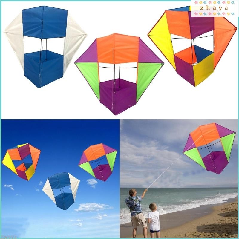 Zhaya 3D สไตล์สเตอริโอว่าวขนาดใหญ่กล่อง Cube Kite Tear Resistance เกมกีฬากลางแจ้งบินง่ายว่าวนุ่มสายเดียว
