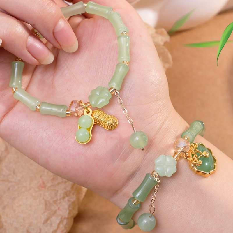 ใหม่สไตล์จีนสร้อยข้อมือปมไม้ไผ่-กําไลข้อมือเสน่ห์วินเทจ-ความปลอดภัยหัวเข็มขัดหยกมะระสร้อยข้อมือ-สร้อยข้อมือลูกปัดไม้ไผ่-เครื่องประดับแฟชั่น-สําหรับผู้หญิงสาวของขวั