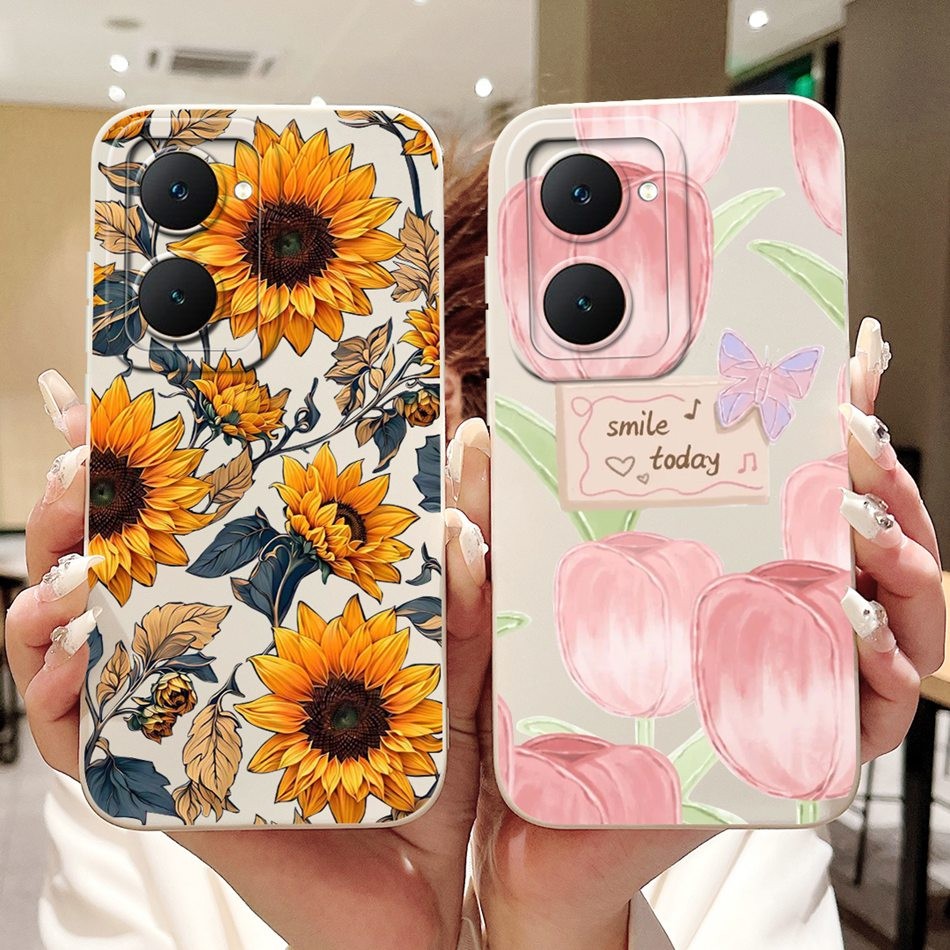 Vivo Y03 Y03T Y18 Y18e Y18i Y18t Y28S 5G สวยทิวลิปดอกทานตะวันผีเสื้อเคสโทรศัพท์ซิลิโคนอ่อนนุ่มเยลลี่ปลอก