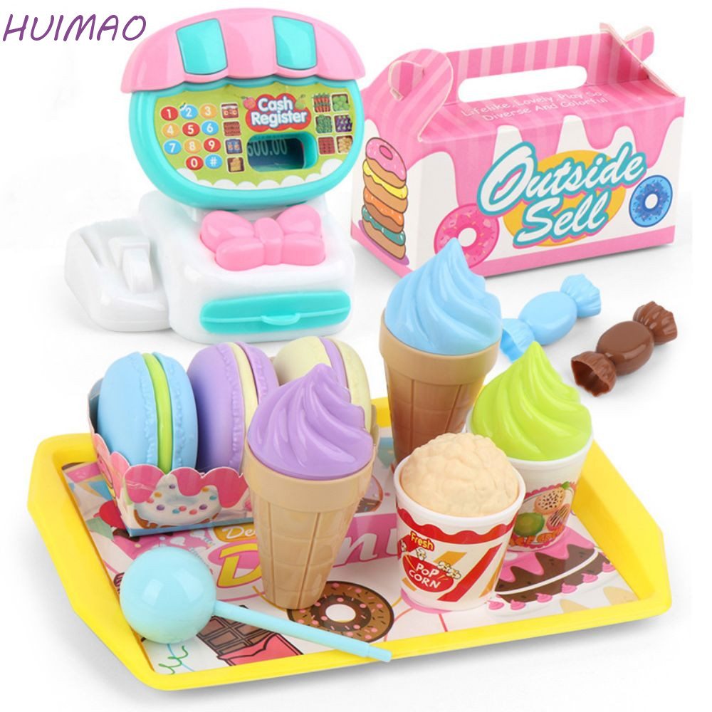Huimao แกล้งทําเป็นเล่นของเล่นอาหาร, Play House Puzzle ขนมหวาน Ice Cream Counter Playset, ชายหญิงซูเปอร์มาร์เก็ตช้อปปิ้งจําลอง Checkout Counter ของเล่นอนุบาล