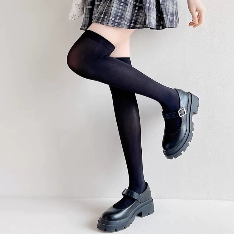 Cynthia ถุงเท้ายาว Jk ถุงน่องเหนือเข่า ยืดหยุ่นได้สูง สีพื้น ผ้ากำมะหยี่ สำหรับสวมใส่ทุกวัน สไตล์ญี่ปุ่น #Y69 - รูปที่ 2