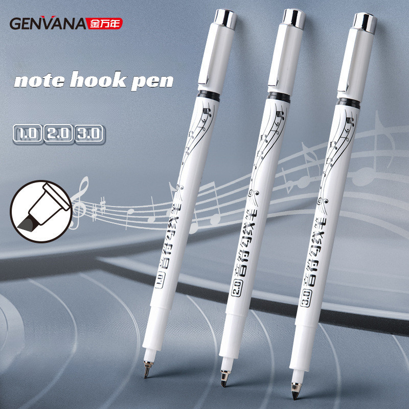 Jin Wannian Note Series Hook Line Pen 1/2/3 มม.กันน้ําเฉียงหัวศิลปะการ์ตูนจังหวะปากกาวาดด้วยมือ