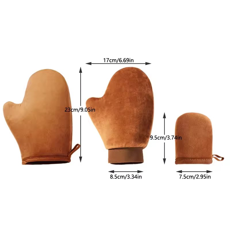 Body Lotion Glove Self-Tanning ป้องกันมือเหนียว Applicator แห้งเร็ว Flocking ถุงมือแต่งหน้า Applicator ราคา ถูกที่สุด ดีลบีเคเค แกลเลอรีภาพที่ 9
