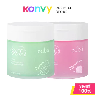 ODBO Hya Cleansing Pads 130g โอดีบีโอ แผ่นเช็ดทำความสะอาดผิวหน้า (Green Tea/Strawberry)