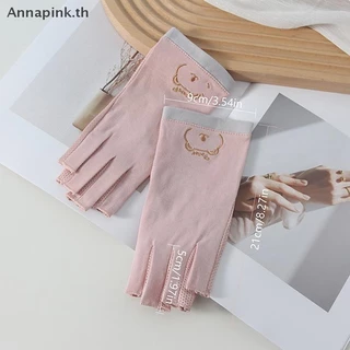 Annapink.th 1 คู่ถุงมือ UV ถุงมือเจล UV Fingerless ทําเล็บมือเล็บเครื่องมือ LED โคมไฟเล็บเครื่องเป่ารังสีมือ EN