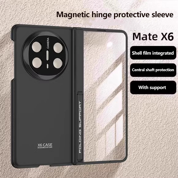 บานพับแม่เหล็กพับ Matte Frosted เคสโทรศัพท์สําหรับ Huawei Mate X6 5G พร้อมฟิล์มนิรภัยกันกระแทก PC Hard Cover