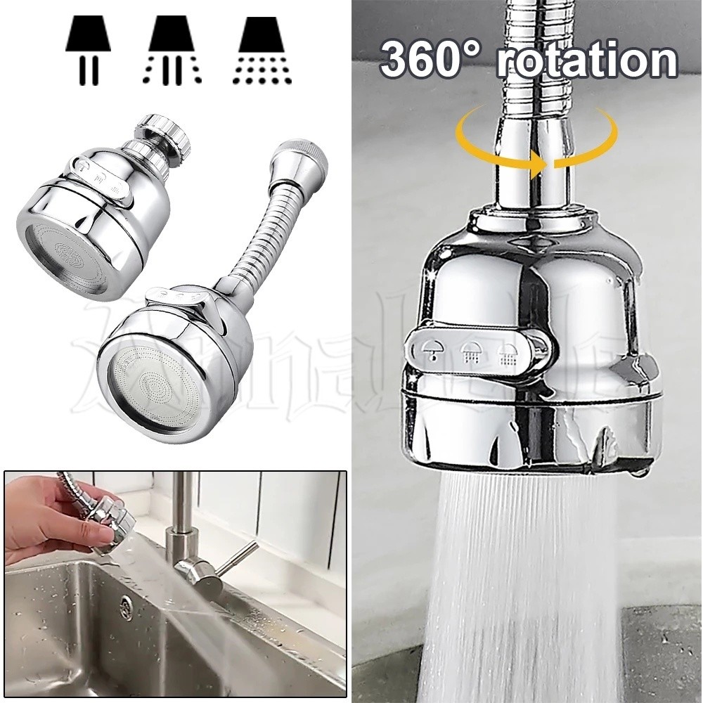 หลายรุ่นแตะหัวสิ่งที่แนบมา Anti-Splash Water Saving Faucet Aerator 360 องศาหมุน Bubbler เพิ่มแรงดัน 3 โหมดอ่างล้างจานก๊อกน้ํากรองหัวฉีด Universal / Hot